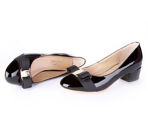 Ferragamo Shallow mouth Block heel Shoes Women--030